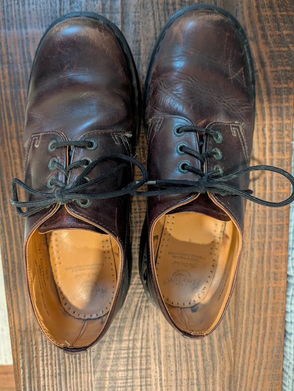 Dr. Martens Brown Leather Derby Shoes with Black Laces